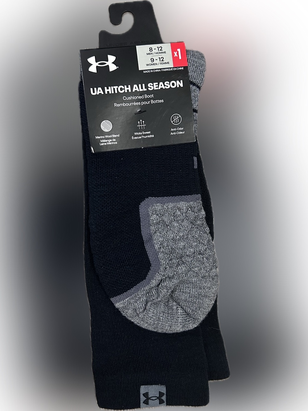 Under Armour Men's Hitch All Season boot Socks - Black & Gray